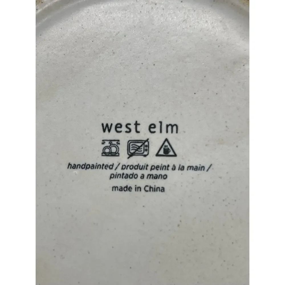 West Elm Hand Painted Glazed Exposed Clay Lines Design Coffee Mug Cup